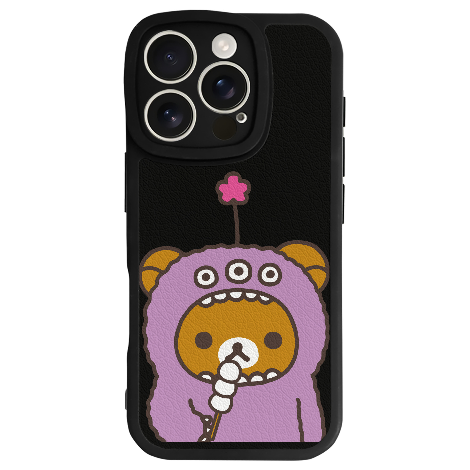 （画像用） リラックマ リラックマ キイロイトリ Rilakkuma Korilakkuma Kiiroitori 【iPhone 16シリーズ対応】シリコンスマホケース（レザー調） 材質：シリコン